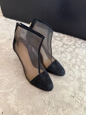Marion Parke Black Mesh and Suede Italian Pointed-Toe Ankle Boots size 39